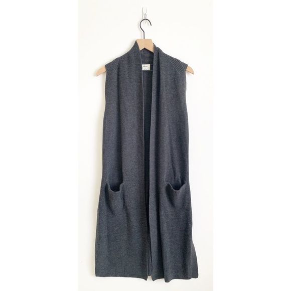 Aritzia Sweaters - Aritzia Wilfred Olivie Long Merino Wool Cardigan Vest Heather Charcoal Size S